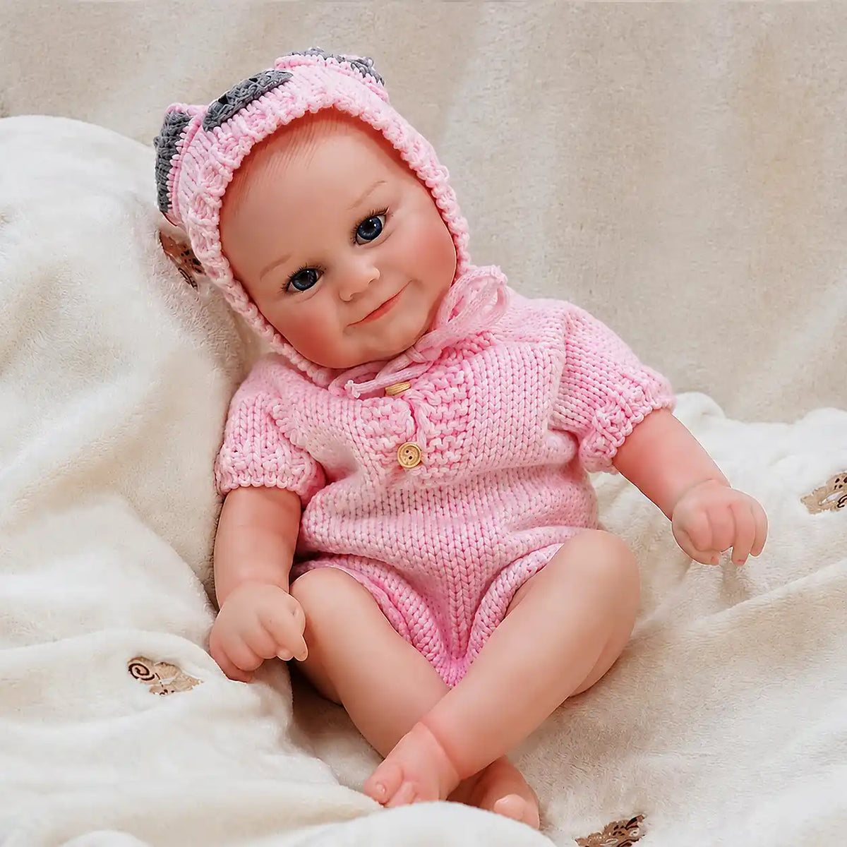 Blue-Eyed Reborn Doll with Rosy Cheeks, a Sweet Smile and Detailed Tiny Toes