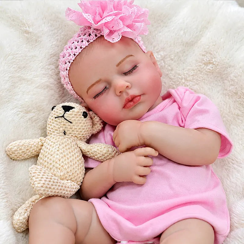 Pink Sleeping Reborn Baby Doll with Closed Eyes, Rosy Cheeks and Detailed Hands and Feet