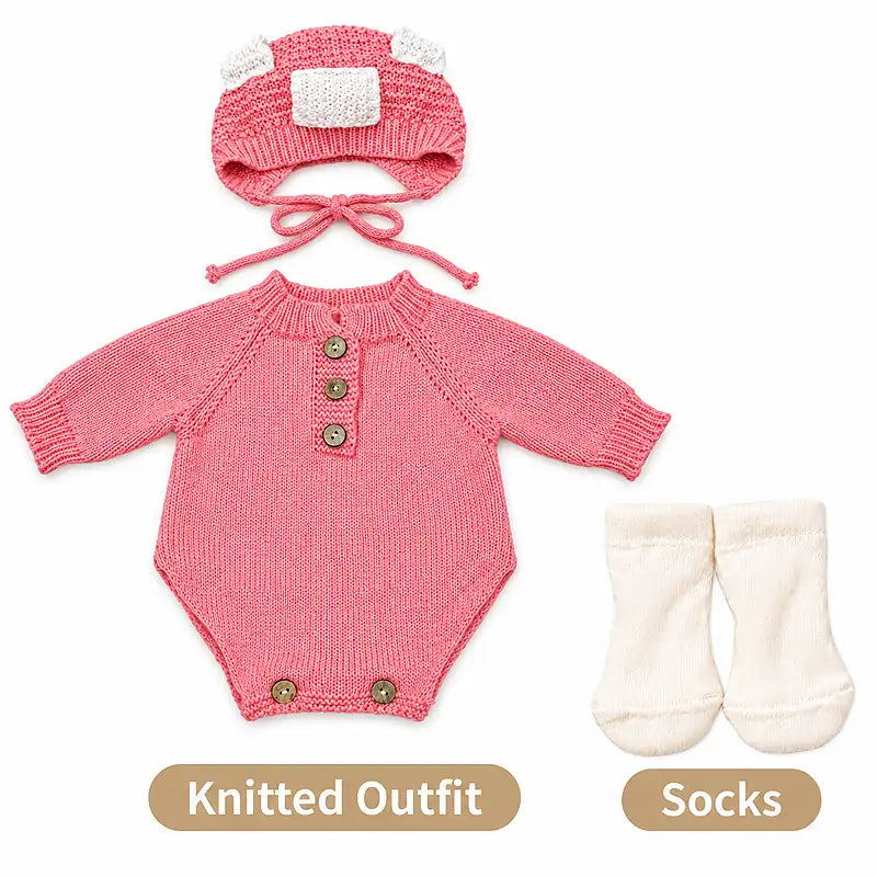 Reborn Baby Doll Knitted Romper Set