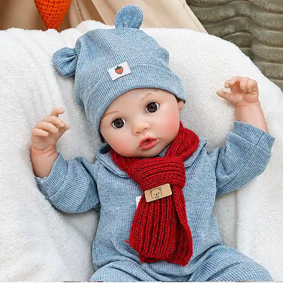 Cute Clara is ready for pretend winter walks, bedtime routines, dress-up games, family photos, and nurturing play with her teddy bear friend.