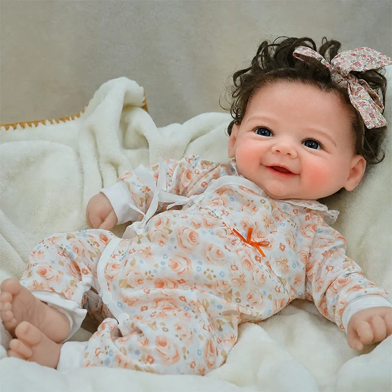 Full Silicone Reborn Baby Doll with a Lifelike Smiling Face and Realistic Newborn Details 
