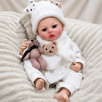 White Bear Outfit for Reborn Baby Dolls with Adorable Animal Details