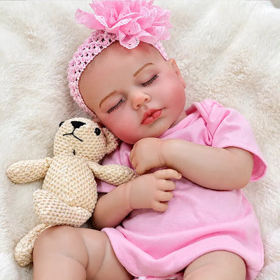 Pink Sleeping Reborn Baby Doll with Closed Eyes, Rosy Cheeks and Detailed Hands and Feet
