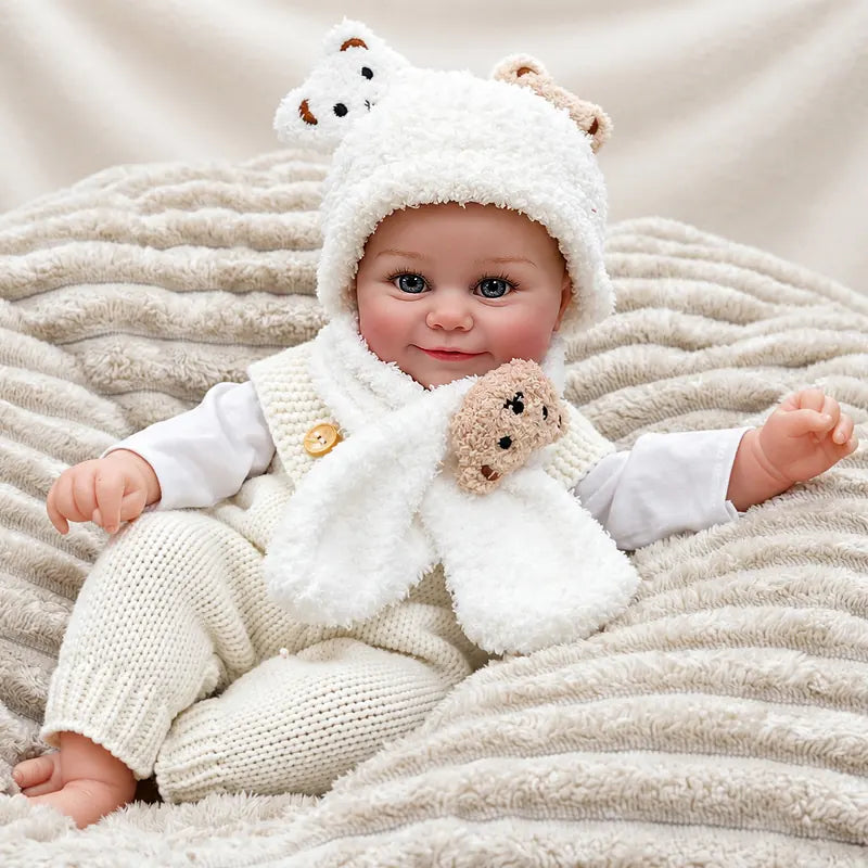 Cozy Bear-Themed Baby Doll with Flexible Limbs and Adorable Expression