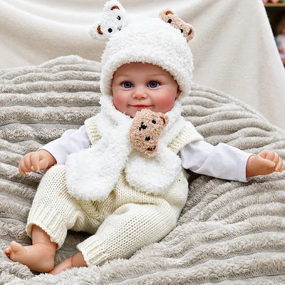 Smiling Reborn Doll with Bright Blue Eyes and Realistically Sculpted Hands and Feet