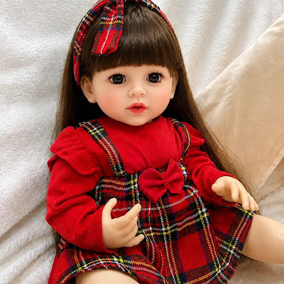 Realistic reborn baby doll for kids, doll lovers, and collectors who enjoy dress-up play, hair styling, nurturing games, and imaginative role play.