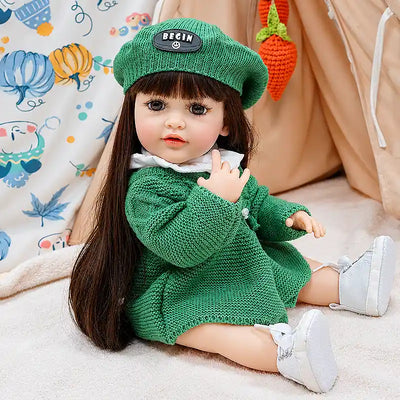 Amelia Reborn Doll in Green Knitwear
